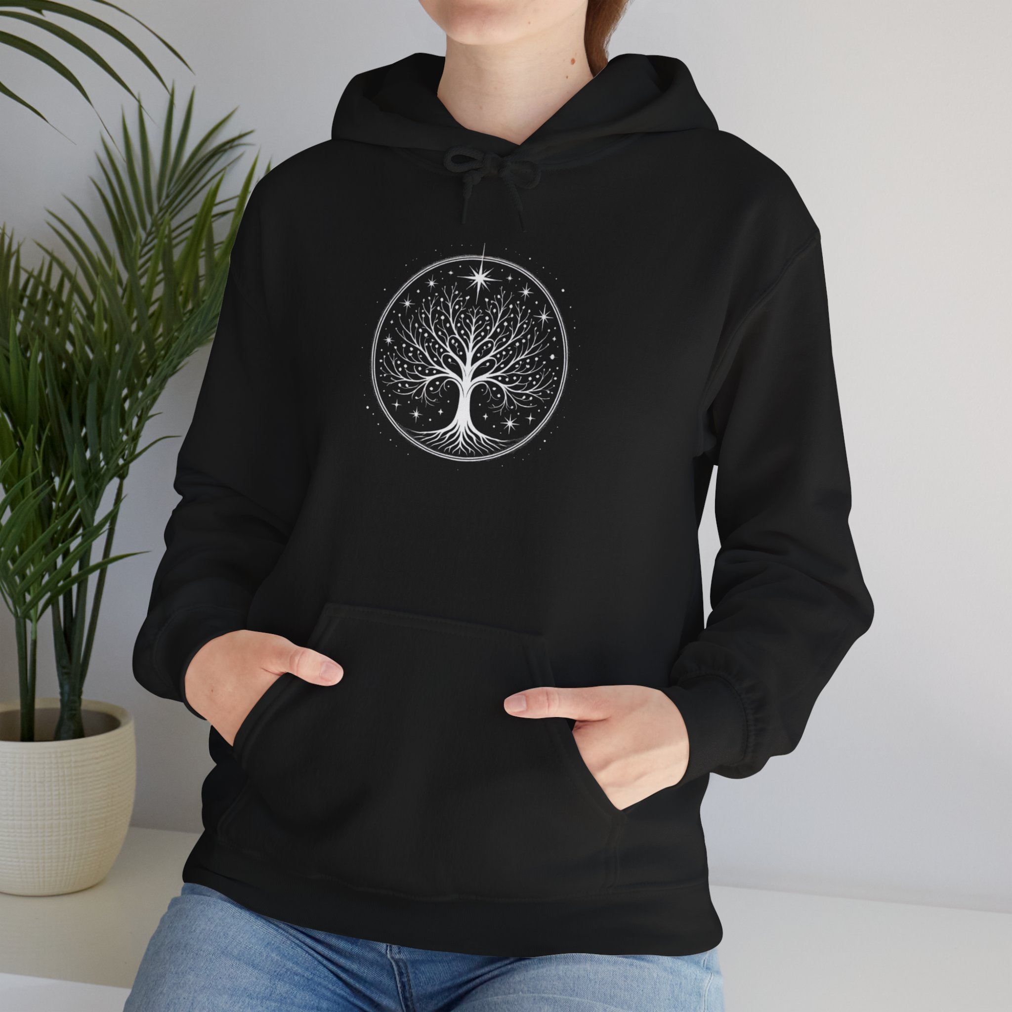 Minimalistic White Tree of Gondor Unisex Hoodie Tolkien-Inspired Comfort - Image 5