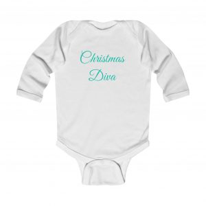 Christmas Diva Infant Onesie - Baby Girl Long Sleeve Bodysuit, Funny Baby Christmas Top, Cute Xmas Design, Holiday Baby Shower Gift, Festive