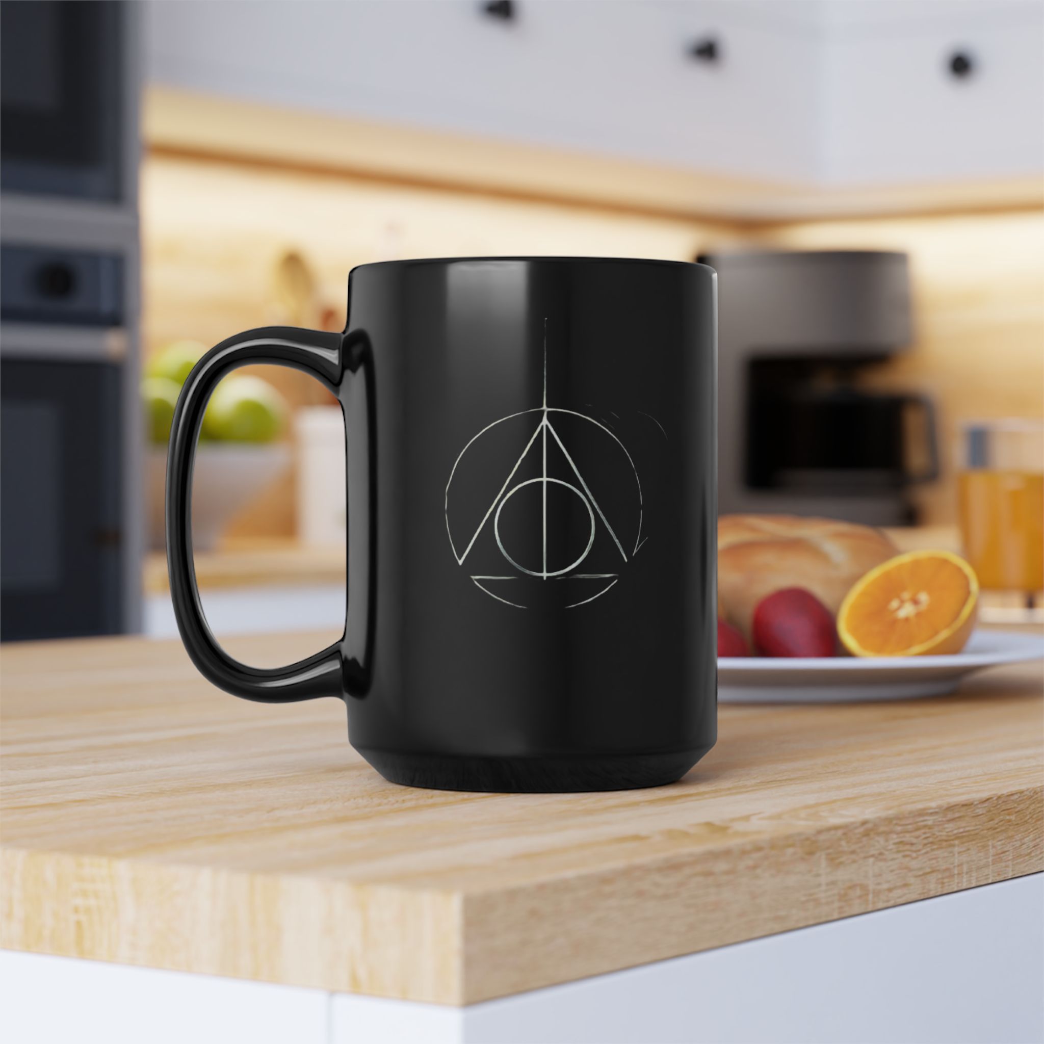 Dark Magic Inspired Deathly Hallows Black Mug 15oz - Image 4