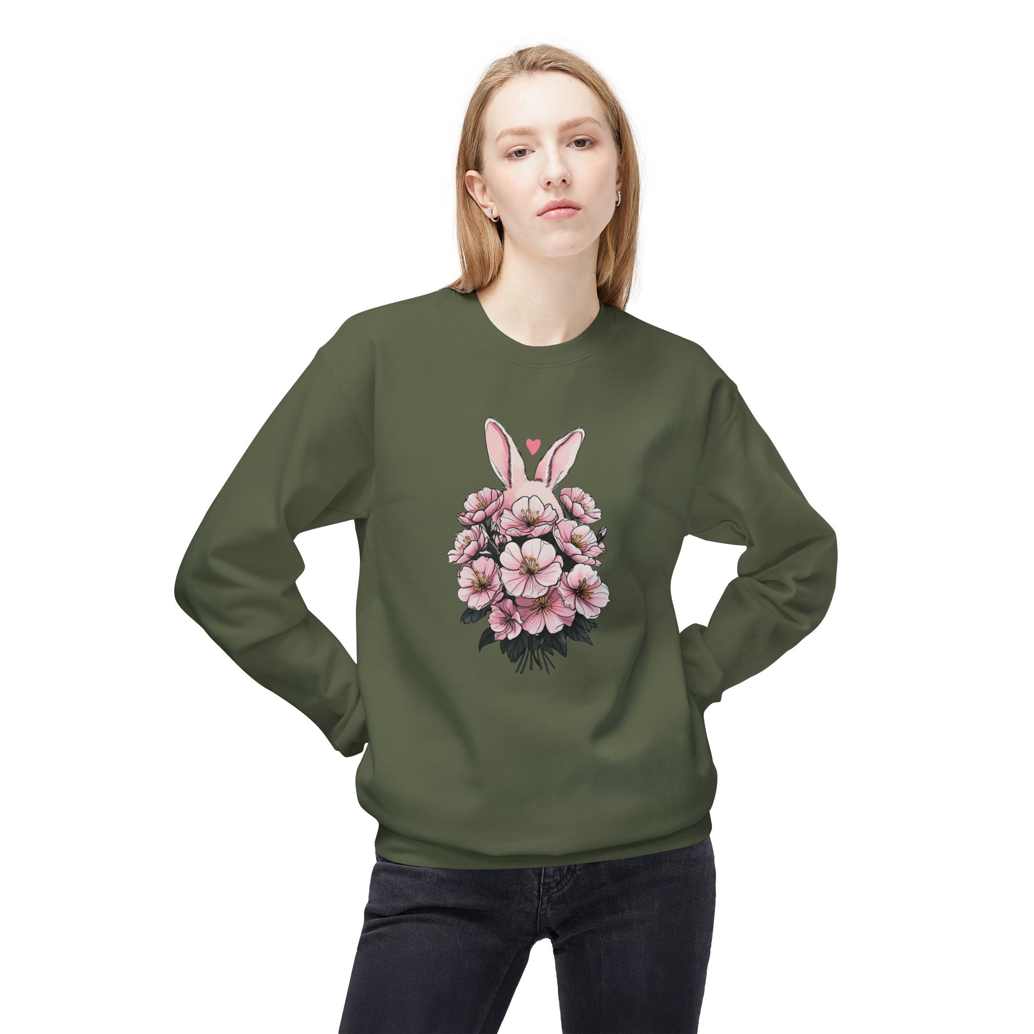 Spring/Easter Bunny Floral Crewneck Sweatshirt - Cute Easter Gift, Floral Sweatshirt, Spring Apparel - Image 7