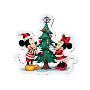 Disney Cruise Line Mickey and Minnie Christmas Nautical Die-Cut Magnet, Cabin Door Decor, Holiday Gift, Disney Christmas Decor