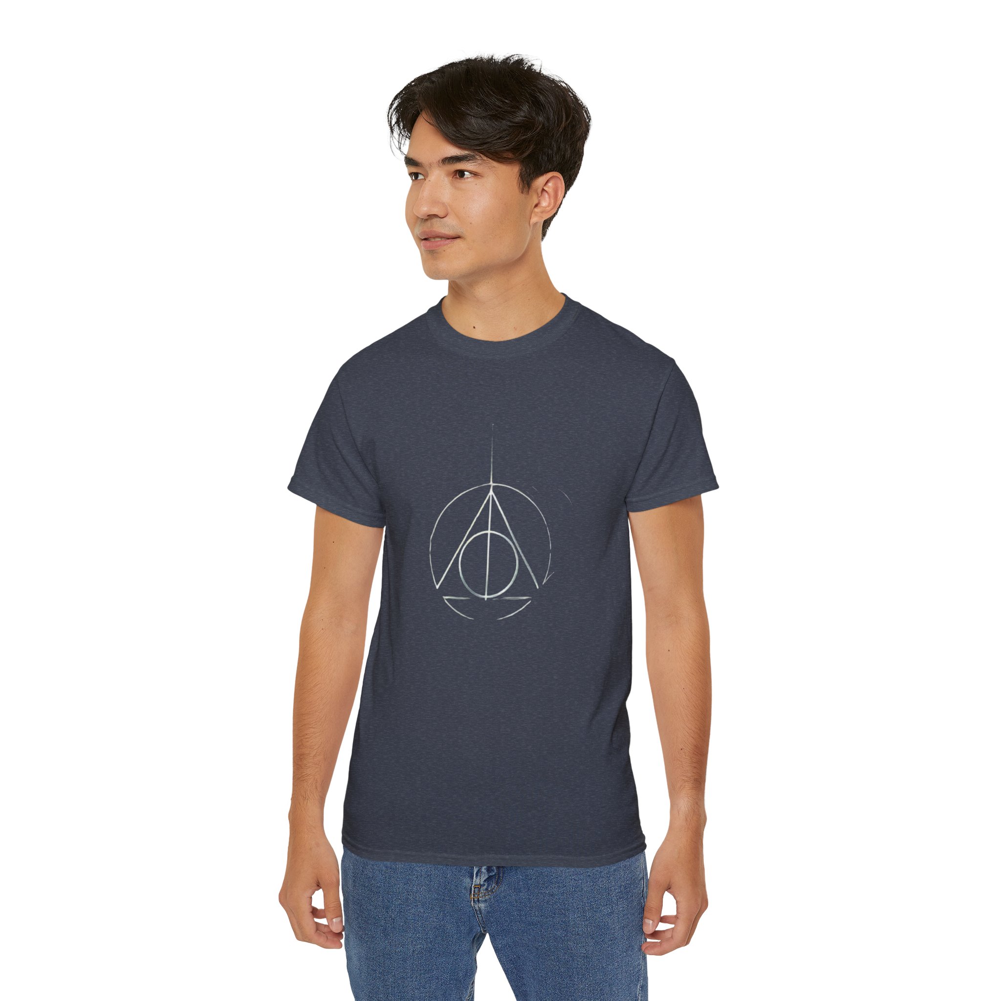 Minimalist Wizard Hallows Unisex Cotton Tee Magical Symbol Design - Image 25