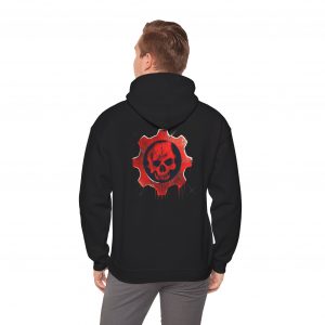 Crimson Omen Gear Hoodie Battle-Scarred Gaming Design, GoW