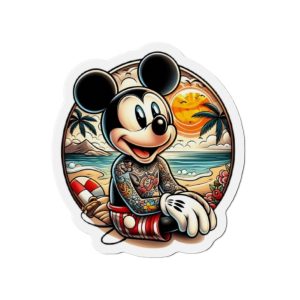 Disney Cruise Door Magnets, Tropical Tattoo Mickey Design, Fun Fridge Magnets, Cute Kitchen Decor, Mickey Mouse Fan Gift,Refrigerator Magnet