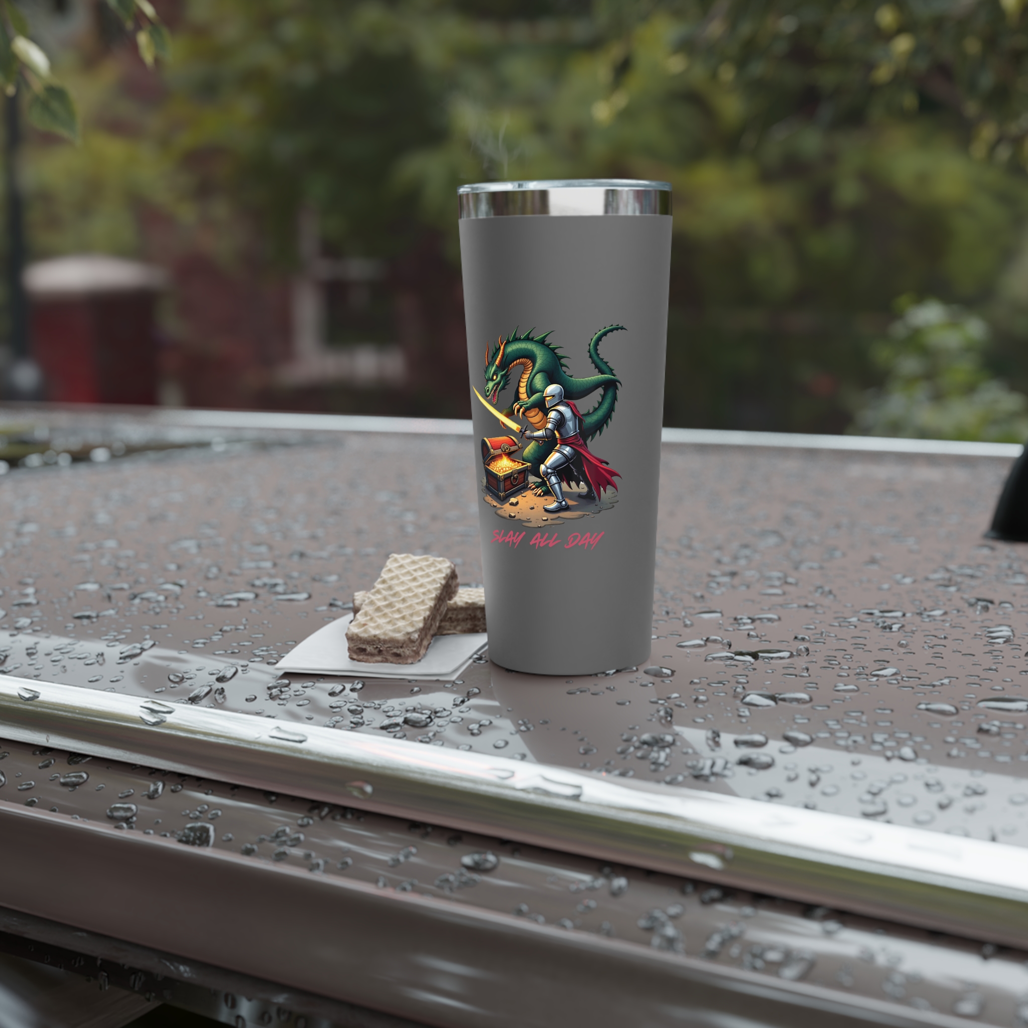 Copper Tumbler, Knight and Dragon DND Inspired Insulated Cup, 22oz Stainless Steel, Slay all Day Mug, Geek Gift, RPG Accessories, Tabletop - Image 9