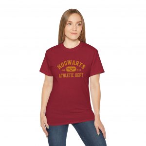 Hogwarts Athletic Dept T-Shirt, Unisex Cotton Tee for Fans, Gift for Potterheads, Cozy Wear for Casual Days, Perfect for Birthdays,