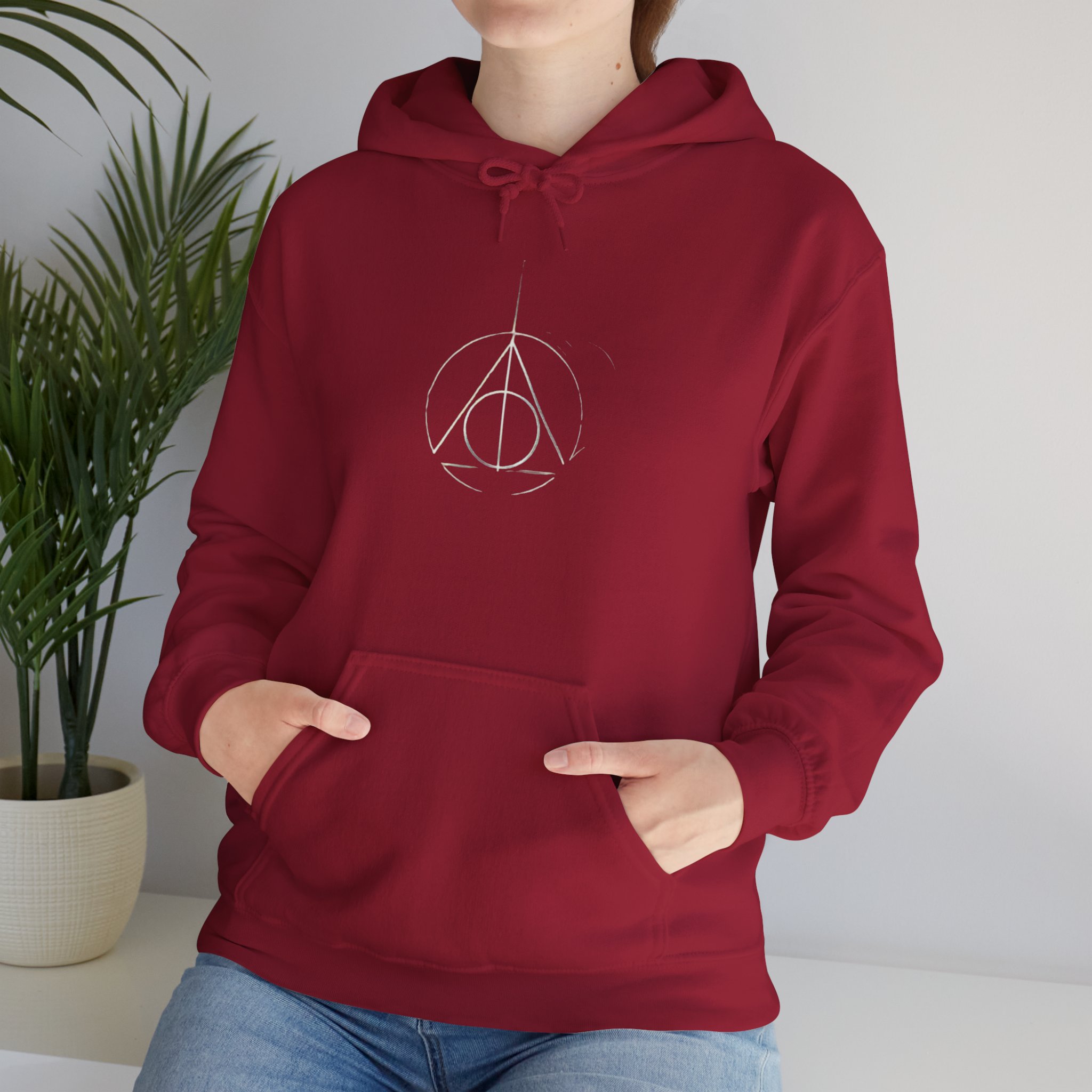Minimalist Wizard Hallows Hoodie Cozy Magical Symbol Design - Image 41