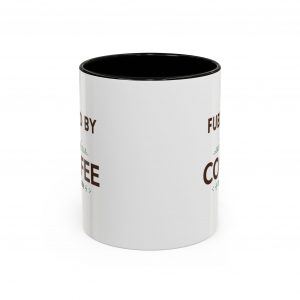 Fueled by Coffee and Code mug, fun colors, programmer humor, funny coffee cup