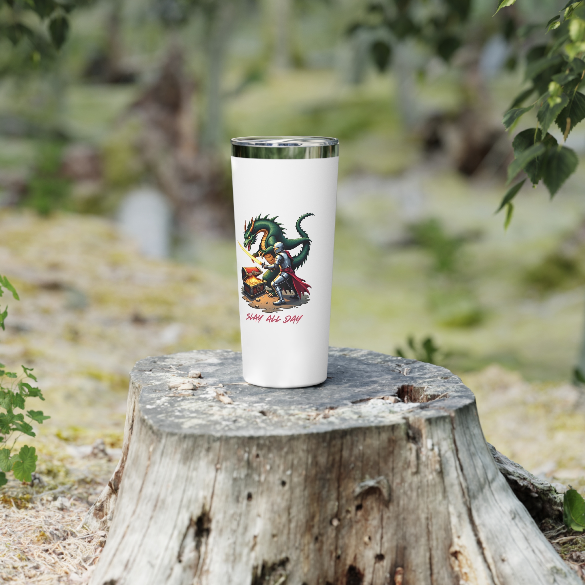 Copper Tumbler, Knight and Dragon DND Inspired Insulated Cup, 22oz Stainless Steel, Slay all Day Mug, Geek Gift, RPG Accessories, Tabletop - Image 6