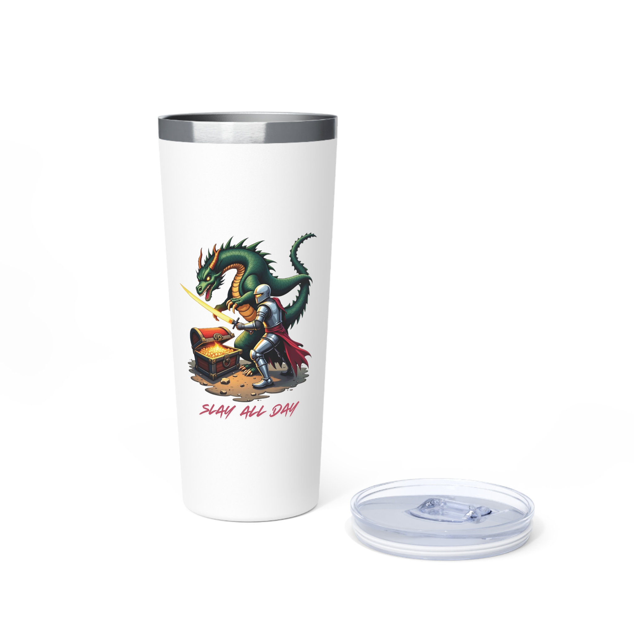 Copper Tumbler, Knight and Dragon DND Inspired Insulated Cup, 22oz Stainless Steel, Slay all Day Mug, Geek Gift, RPG Accessories, Tabletop - Image 8