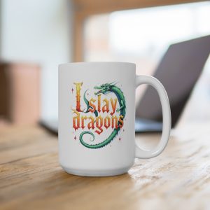 Slay Dragons Mug - 15oz RPG Coffee Mug for Fantasy Lovers, Gamers, and D&D Fans
