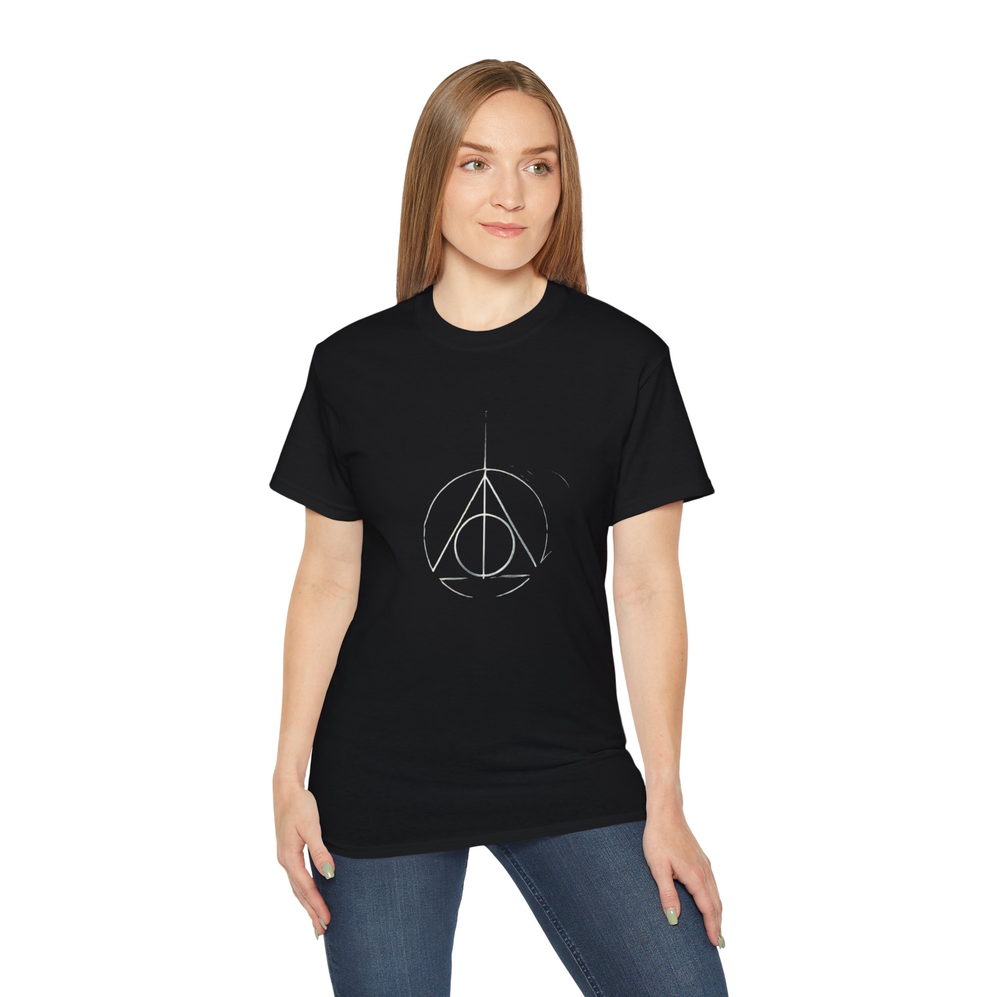 Minimalist Wizard Hallows Unisex Cotton Tee Magical Symbol Design - Image 3
