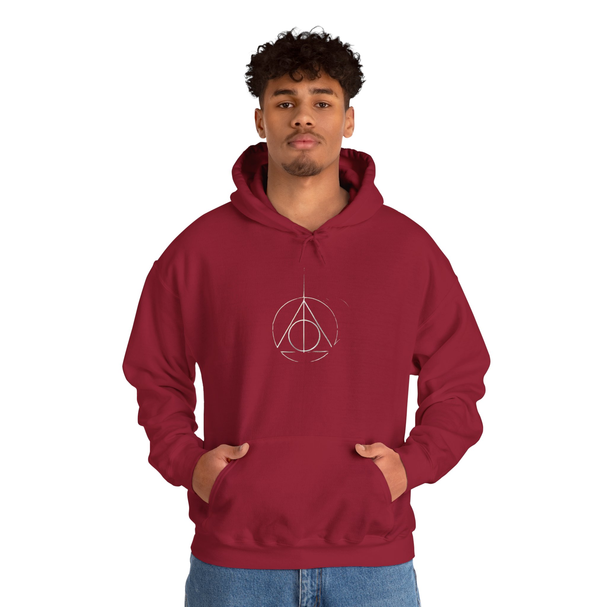 Minimalist Wizard Hallows Hoodie Cozy Magical Symbol Design - Image 40