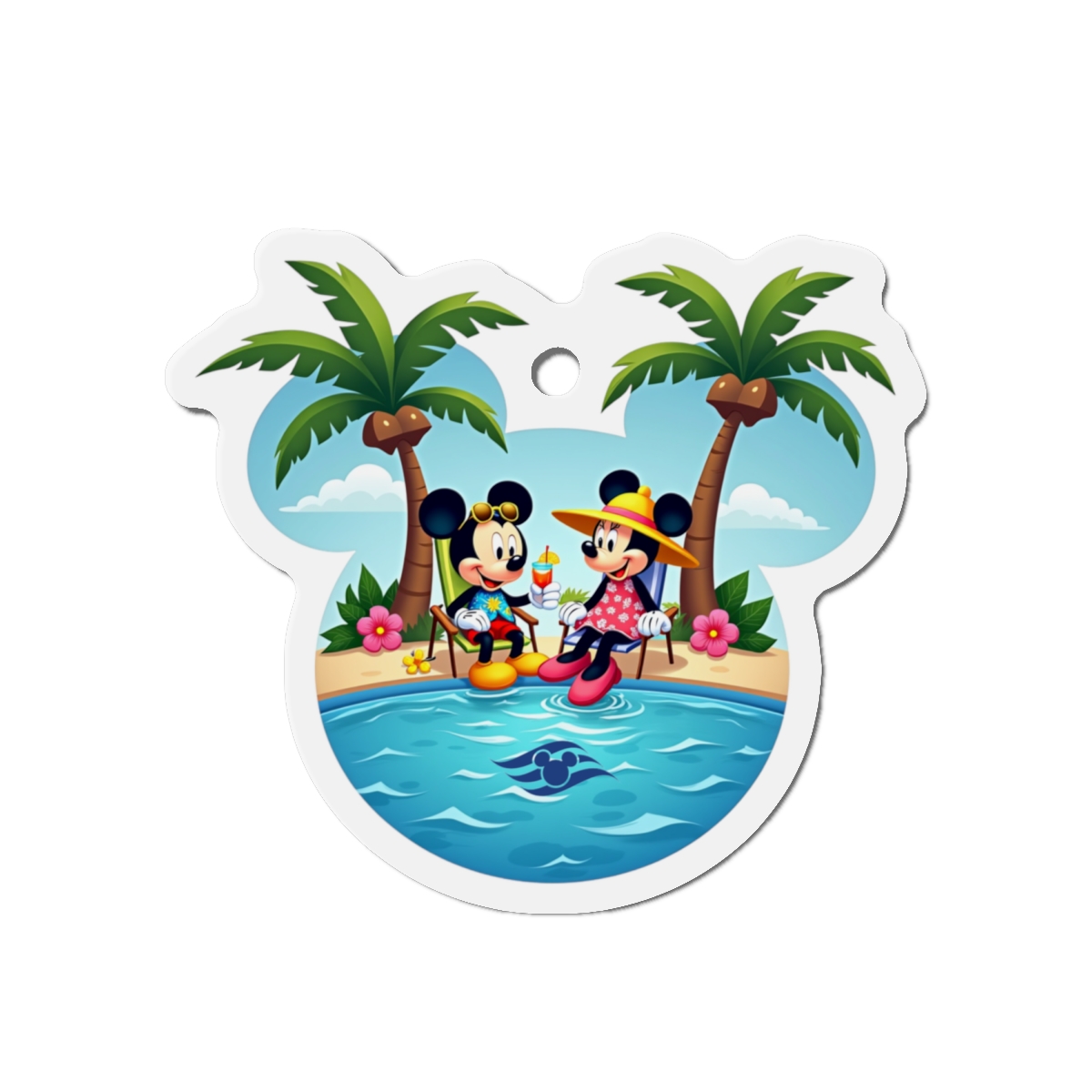 Disney Cruise Line Door Magnet, Mickey and Minnie Pool Day, Fun and Tropical Magnet for Disney Enthusiasts - Image 2