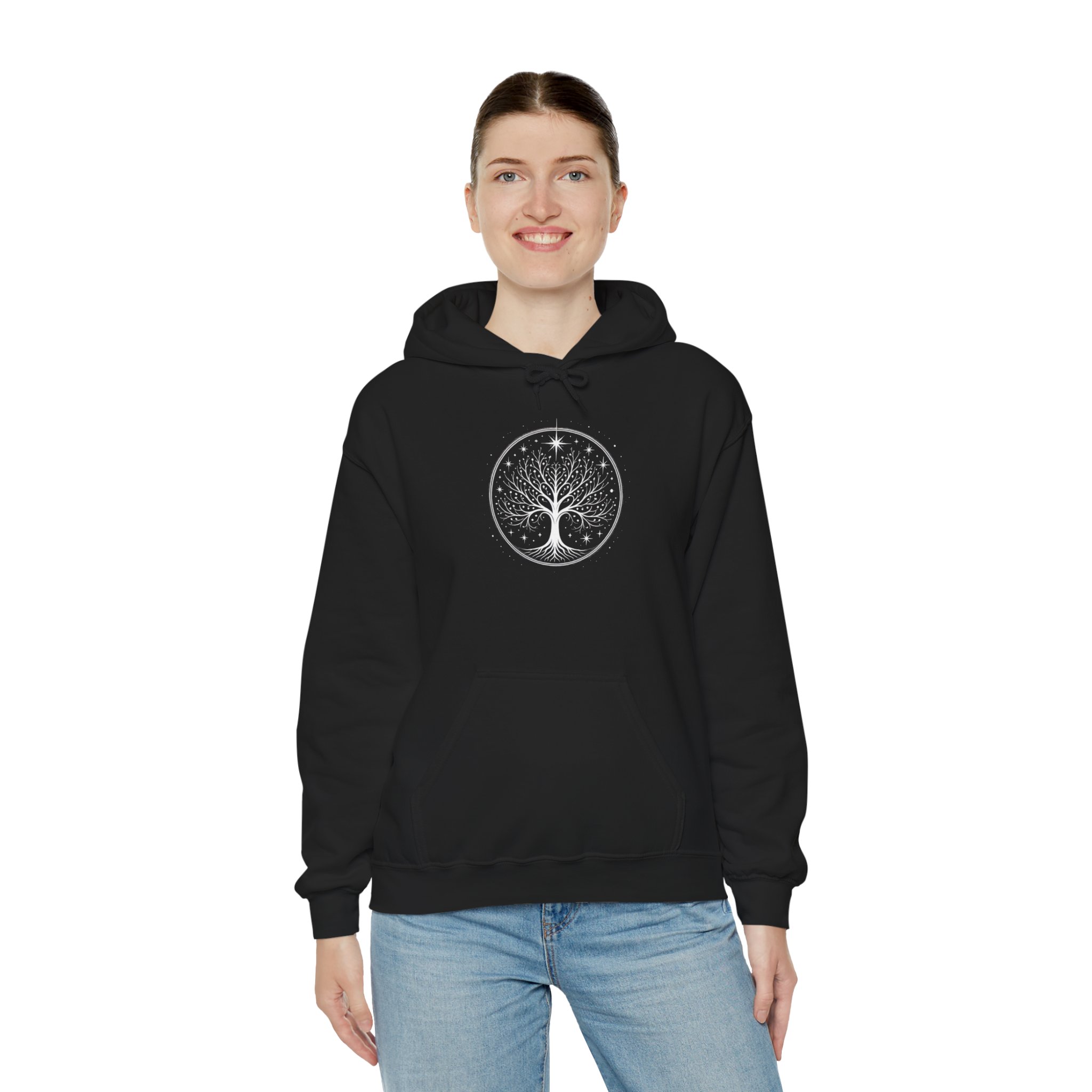 Minimalistic White Tree of Gondor Unisex Hoodie Tolkien-Inspired Comfort - Image 2