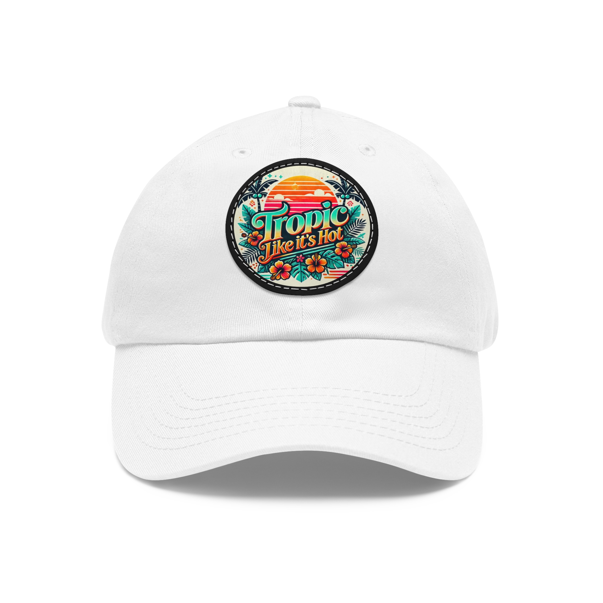 Tropical Baseball Cap for Cruise, Bahamas, Florida Vacation, Leather Patch Round Cap, Unisex