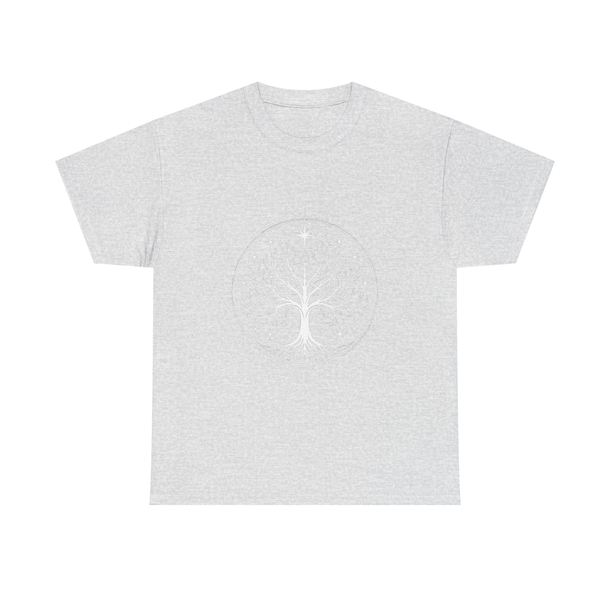 Minimalistic White Tree of Gondor Unisex Heavy Cotton T-Shirt Tolkien-Inspired Design