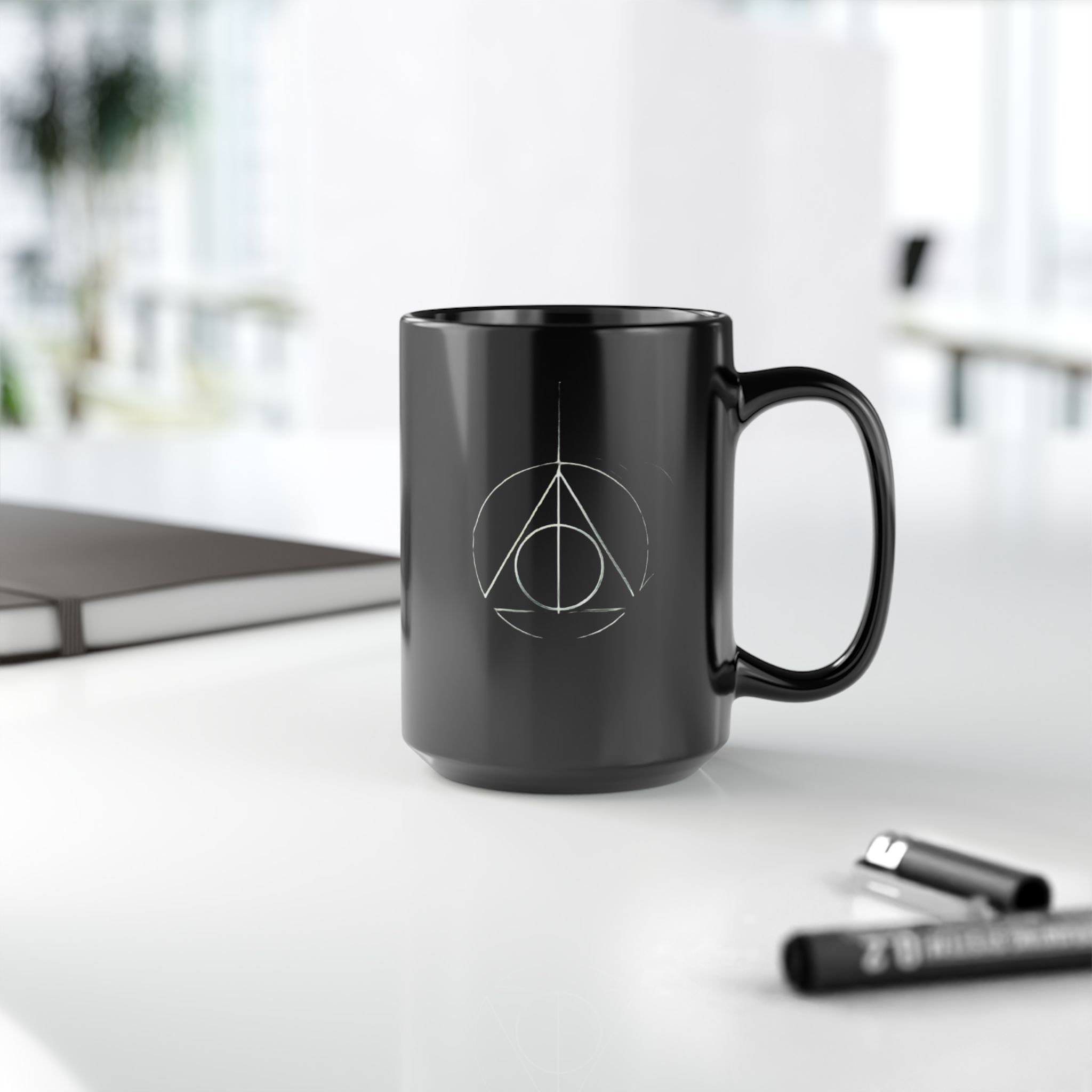 Dark Magic Inspired Deathly Hallows Black Mug 15oz - Image 5