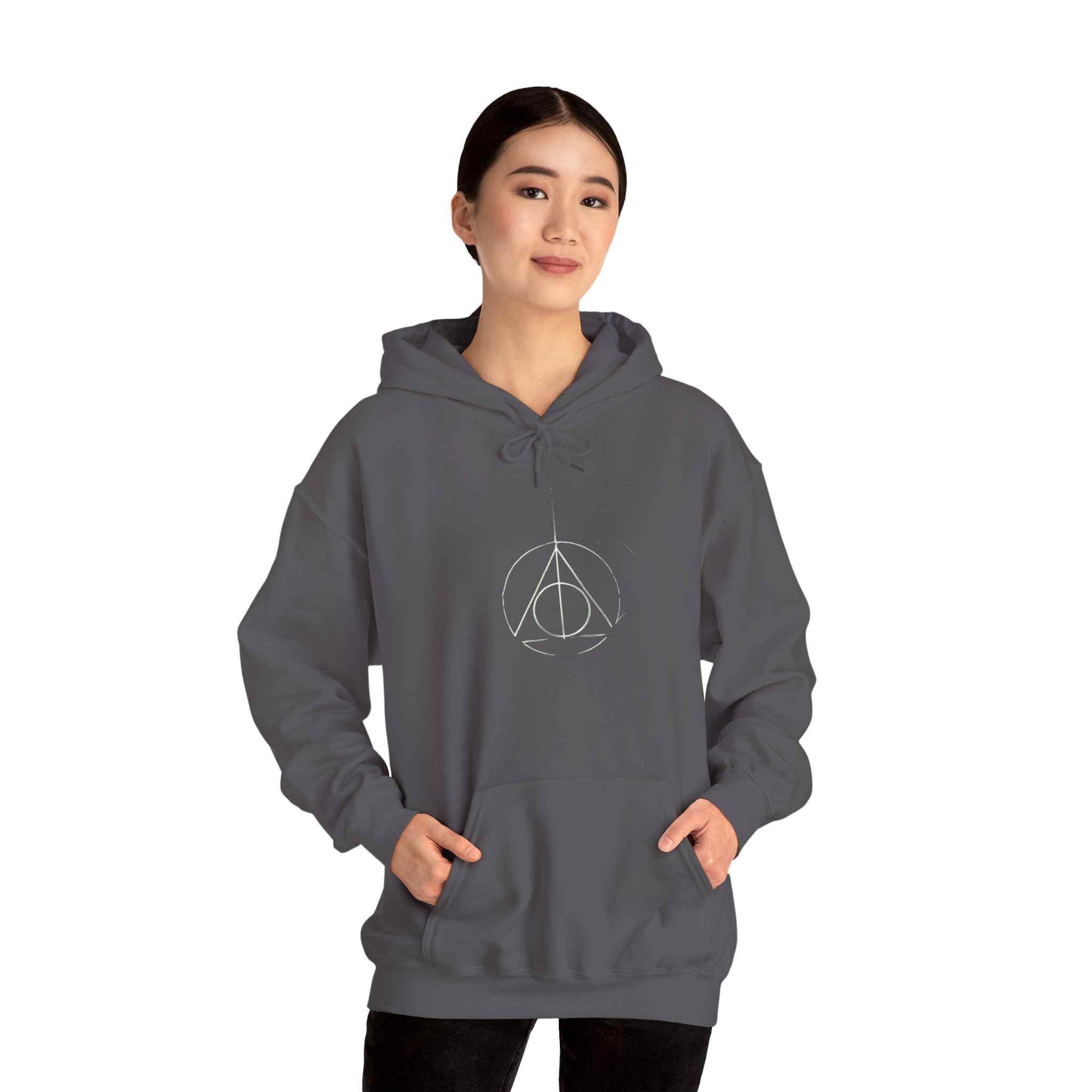 Minimalist Wizard Hallows Hoodie Cozy Magical Symbol Design - Image 21