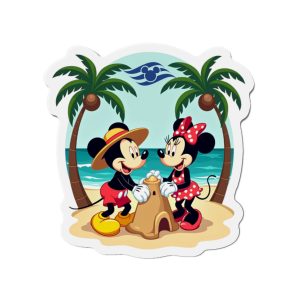Disney Cruise Line Door Magnet, Mickey and Minnie Building a Sand Castle, Cabin Door Decor, Fridge Magnet, Cruise Vacation Gift