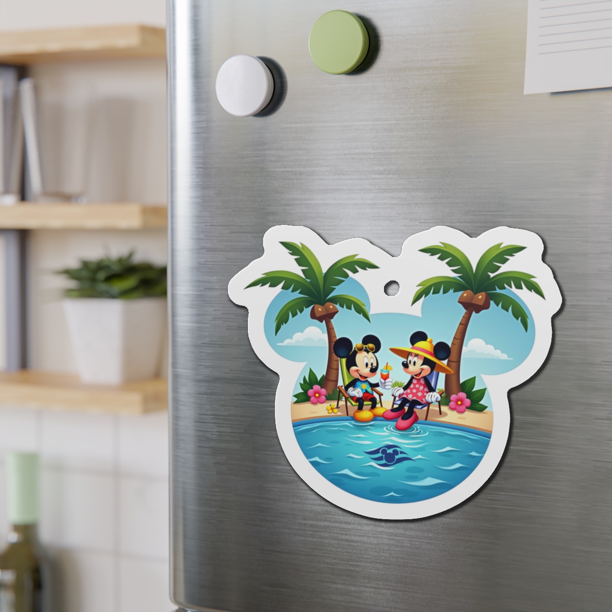 Disney Cruise Line Door Magnet, Mickey and Minnie Pool Day, Fun and Tropical Magnet for Disney Enthusiasts - Image 3