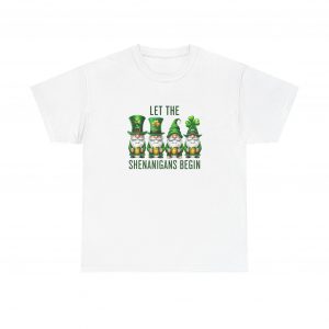 Let The Shenanigans Begin T-Shirt, St. Patrick's Day Tee, Unisex Cotton Shirt, Festive Green Shirt, Adult Party Outfit, Gnome Shirt