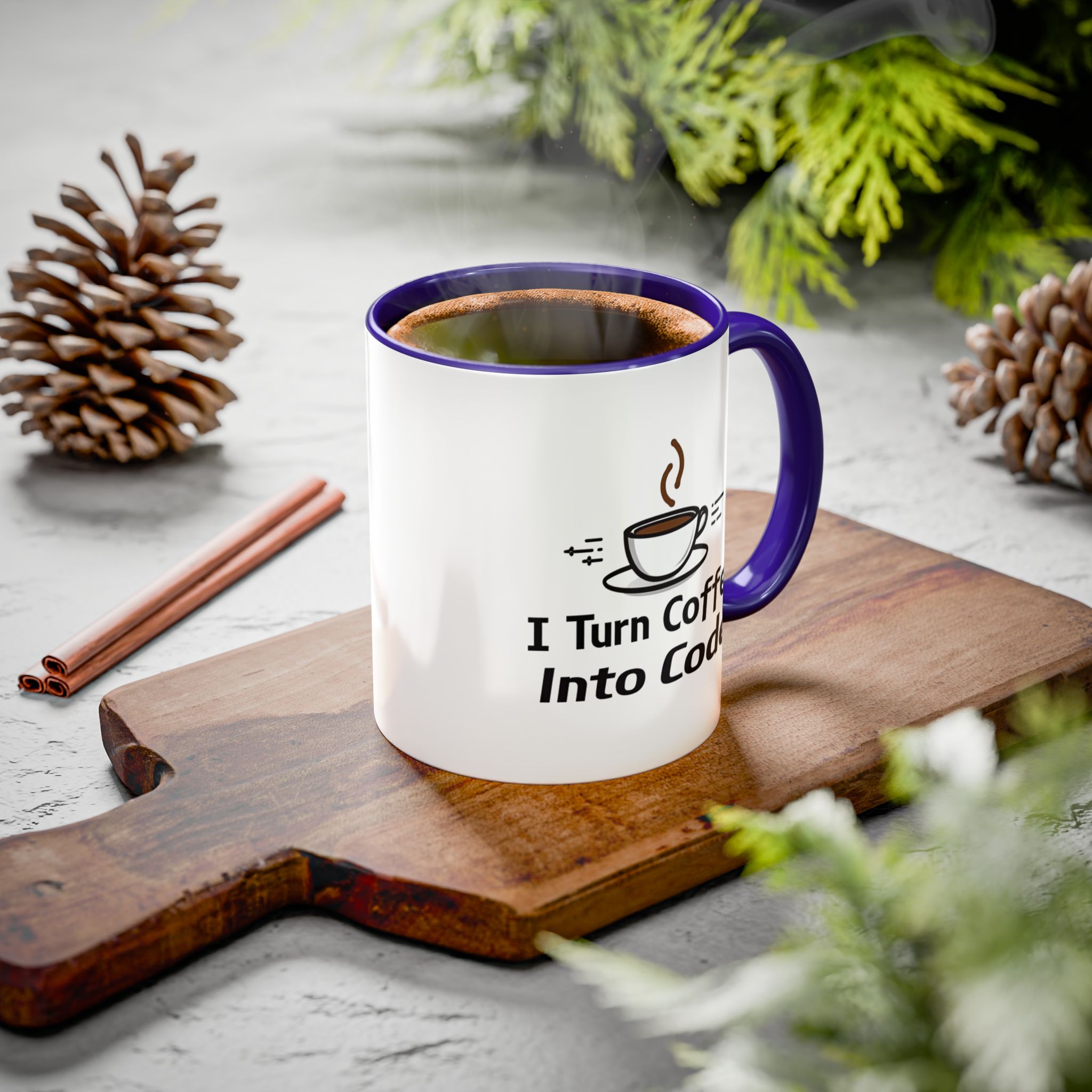 I Turn Coffee Into Code, Two-Toned Mug, Perfect Gift for coders - Image 4