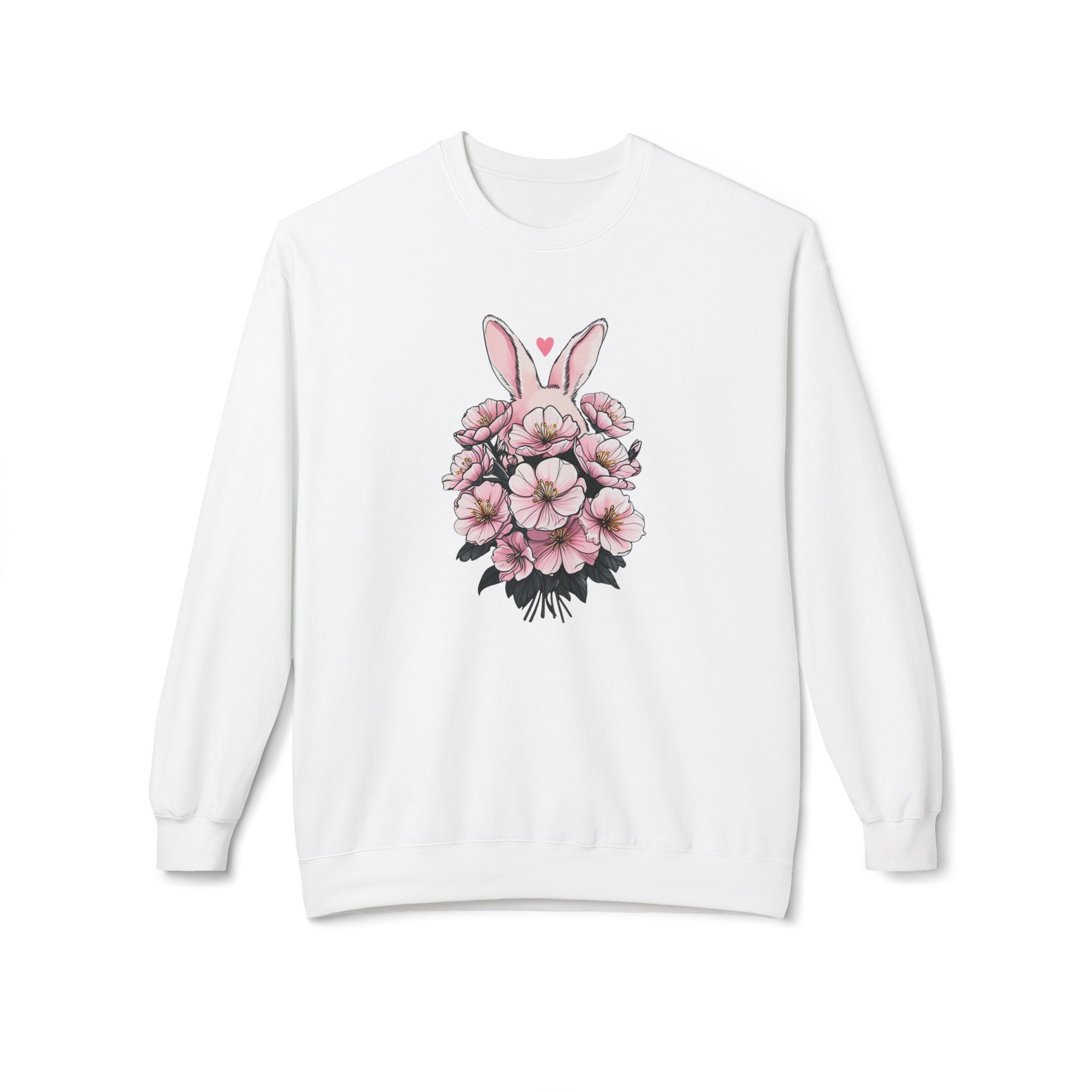 Spring/Easter Bunny Floral Crewneck Sweatshirt - Cute Easter Gift, Floral Sweatshirt, Spring Apparel
