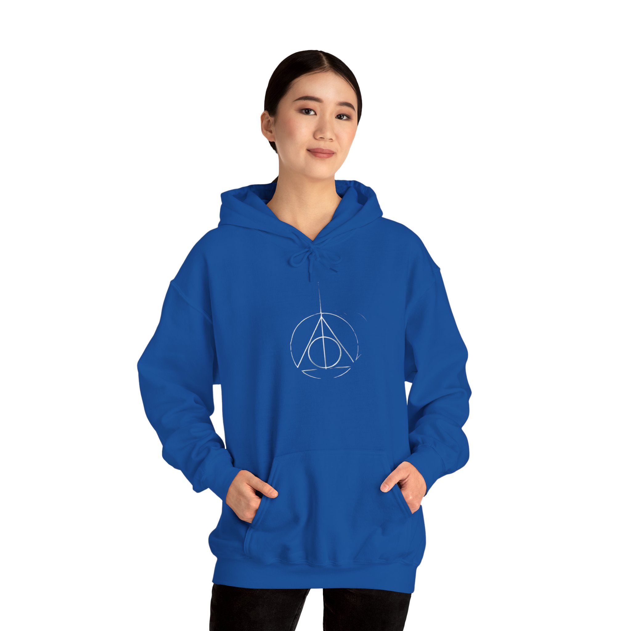 Minimalist Wizard Hallows Hoodie Cozy Magical Symbol Design - Image 27