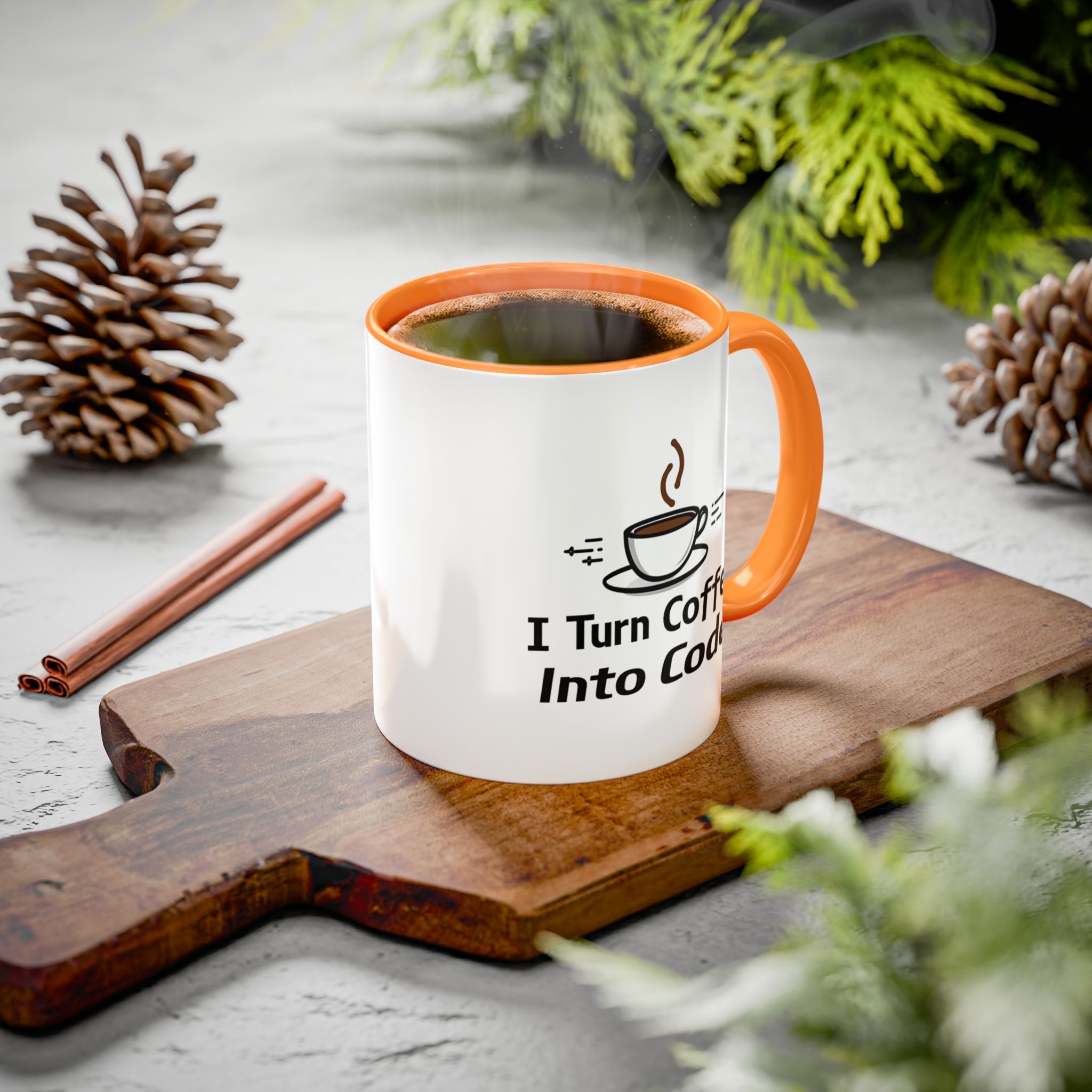 I Turn Coffee Into Code, Two-Toned Mug, Perfect Gift for coders - Image 10