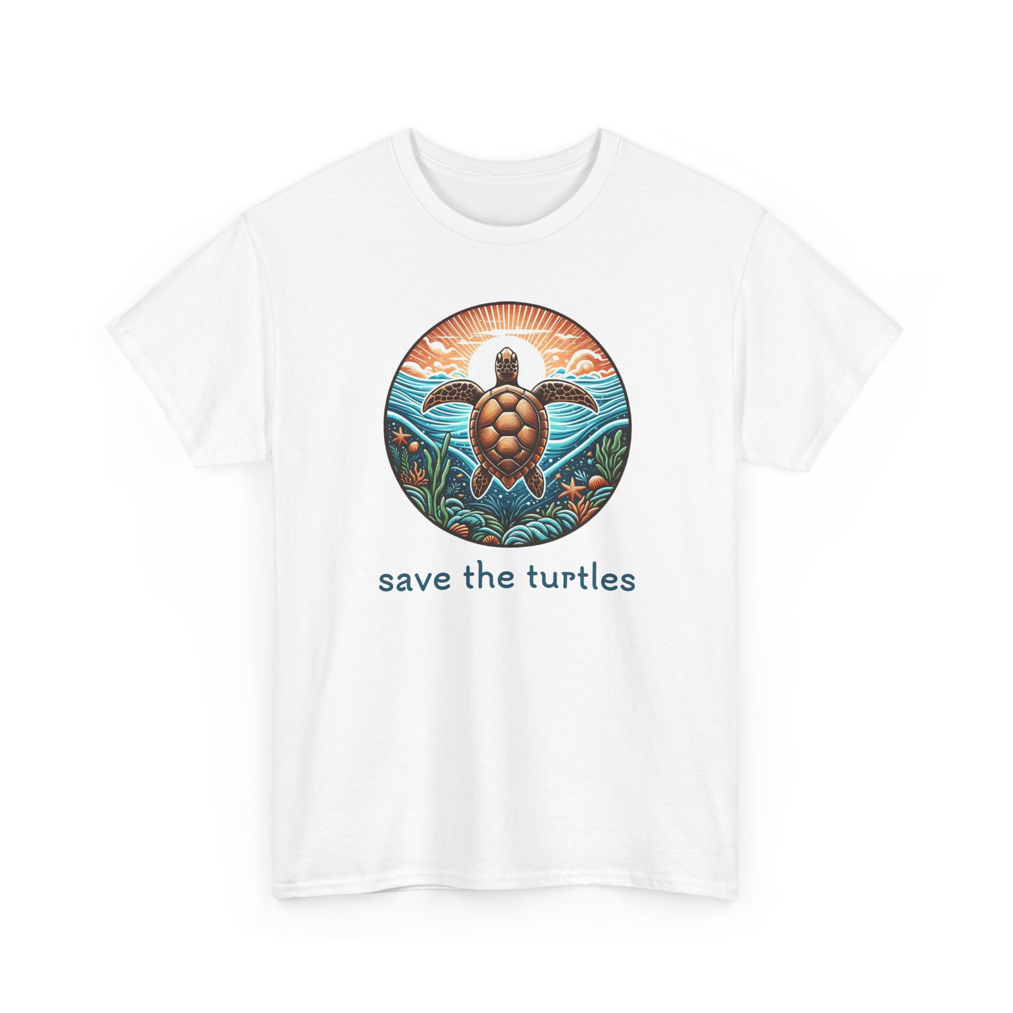 Save the Turtles T-Shirt, Unisex Tee, Sunset Turtle Shirt, Eco-Friendly Top, Nature Lover Gift - Image 3