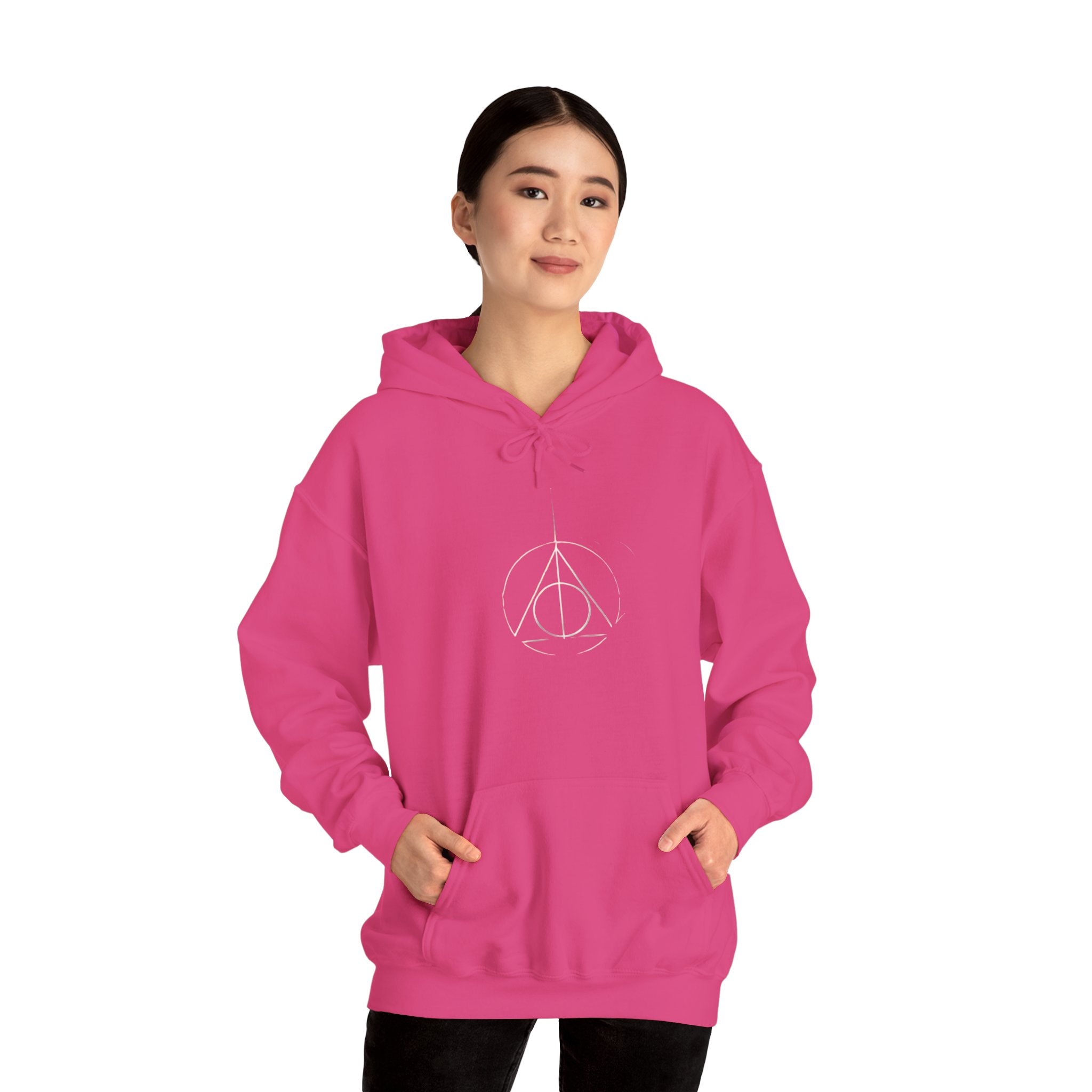 Minimalist Wizard Hallows Hoodie Cozy Magical Symbol Design - Image 33