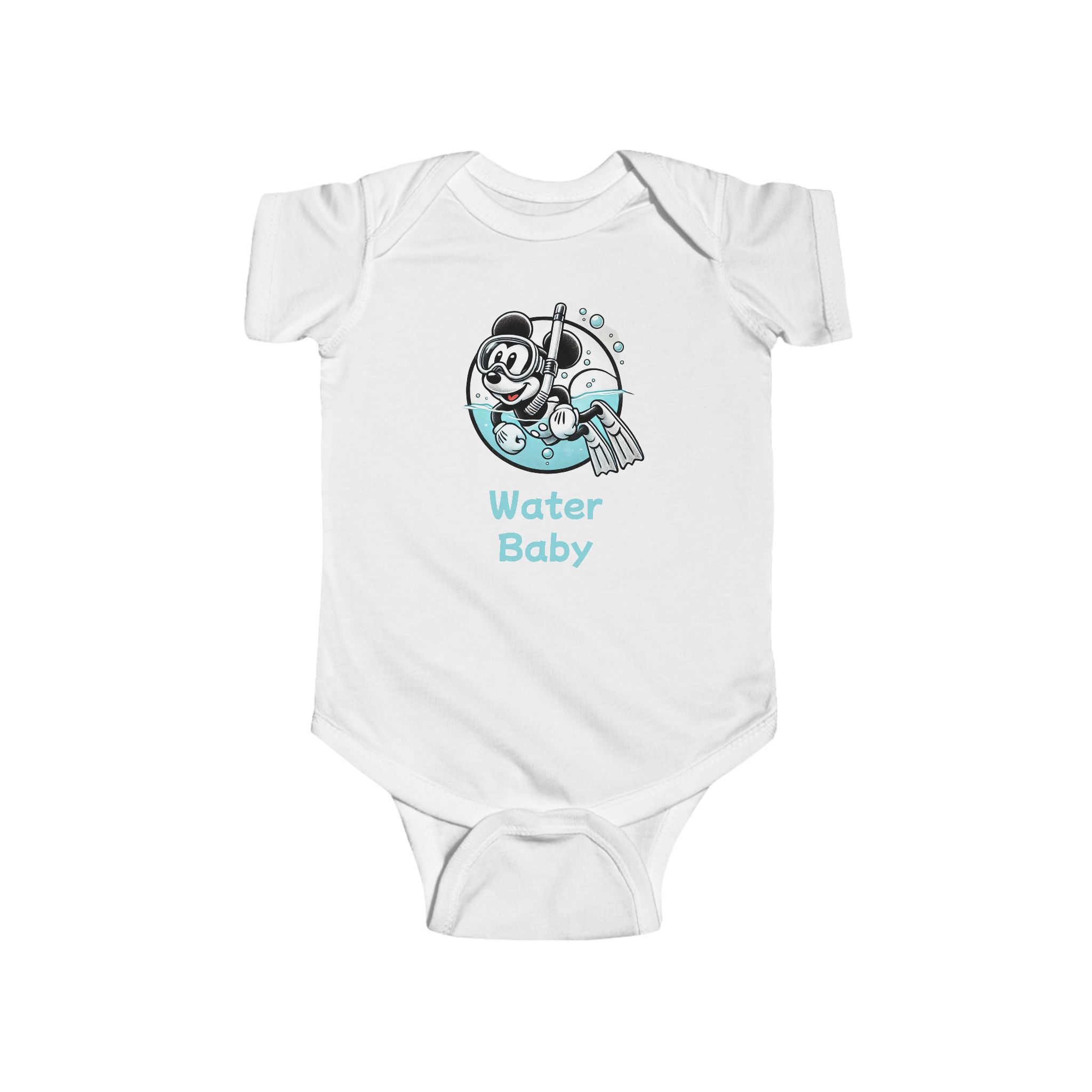 Infant Onesie, Mickey Mouse Snorkeling, Water Baby, Beach, Fun, Baby, Hawaii, Aulani, Disney Cruise, Disney World, Disneyland - Baby - Image 4