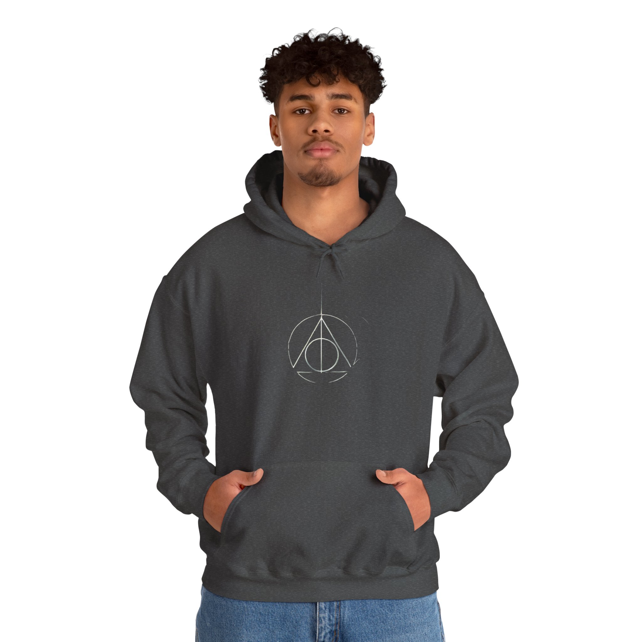 Minimalist Wizard Hallows Hoodie Cozy Magical Symbol Design - Image 16