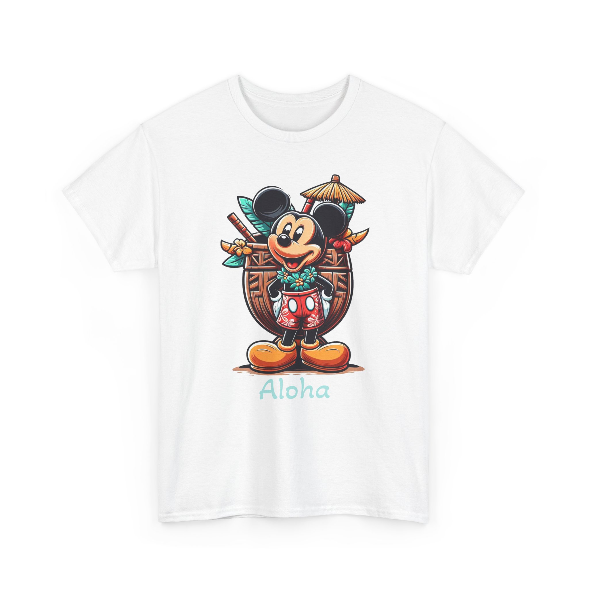 Aloha Mickey Tiki Tee, Beach Vacation Shirt, Unisex Heavy Cotton Top, Disney Hawaii Cruise, Fun Summer Tee, Aulani - Image 3