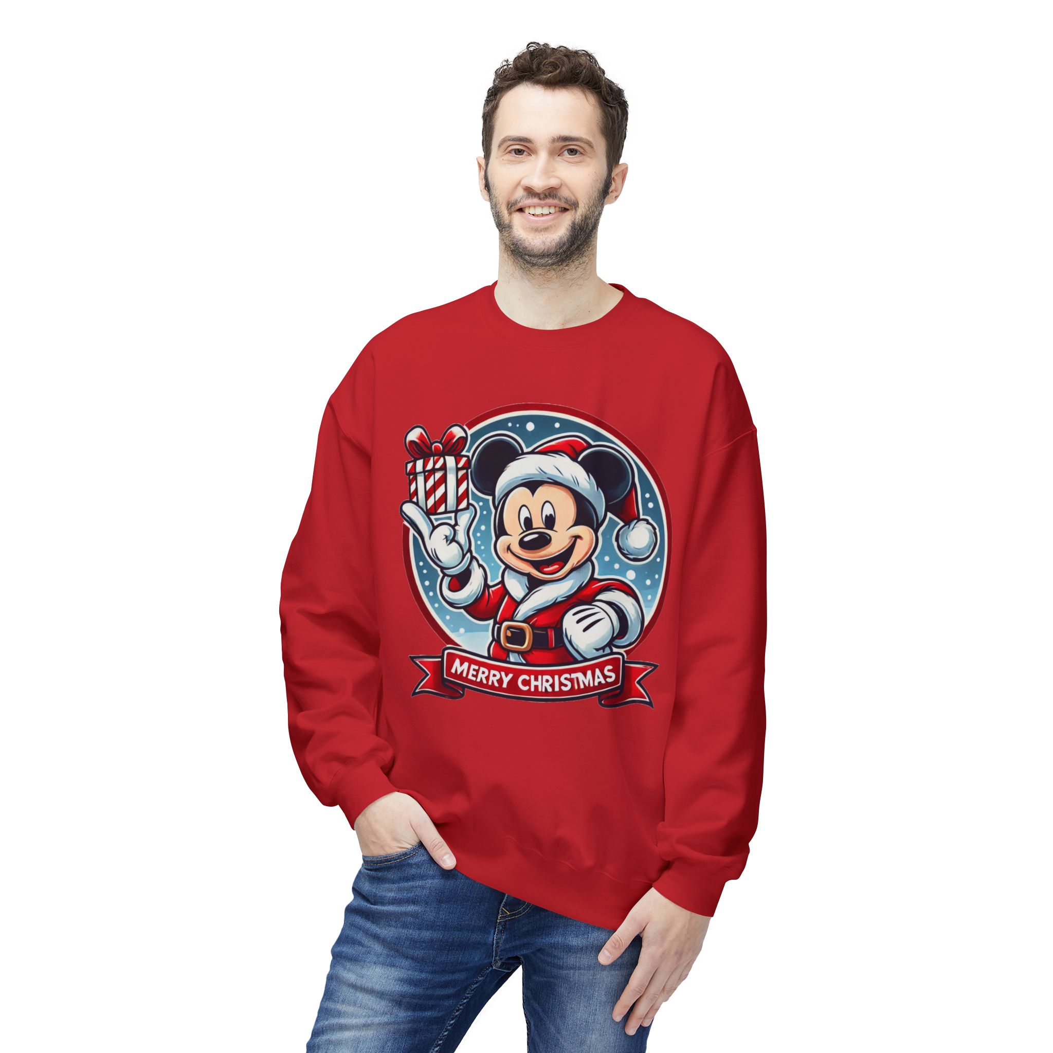 Festive Mickey Mouse Santa Sweatshirt - Merry Christmas Holiday Pullover - Disney Christmas Gift