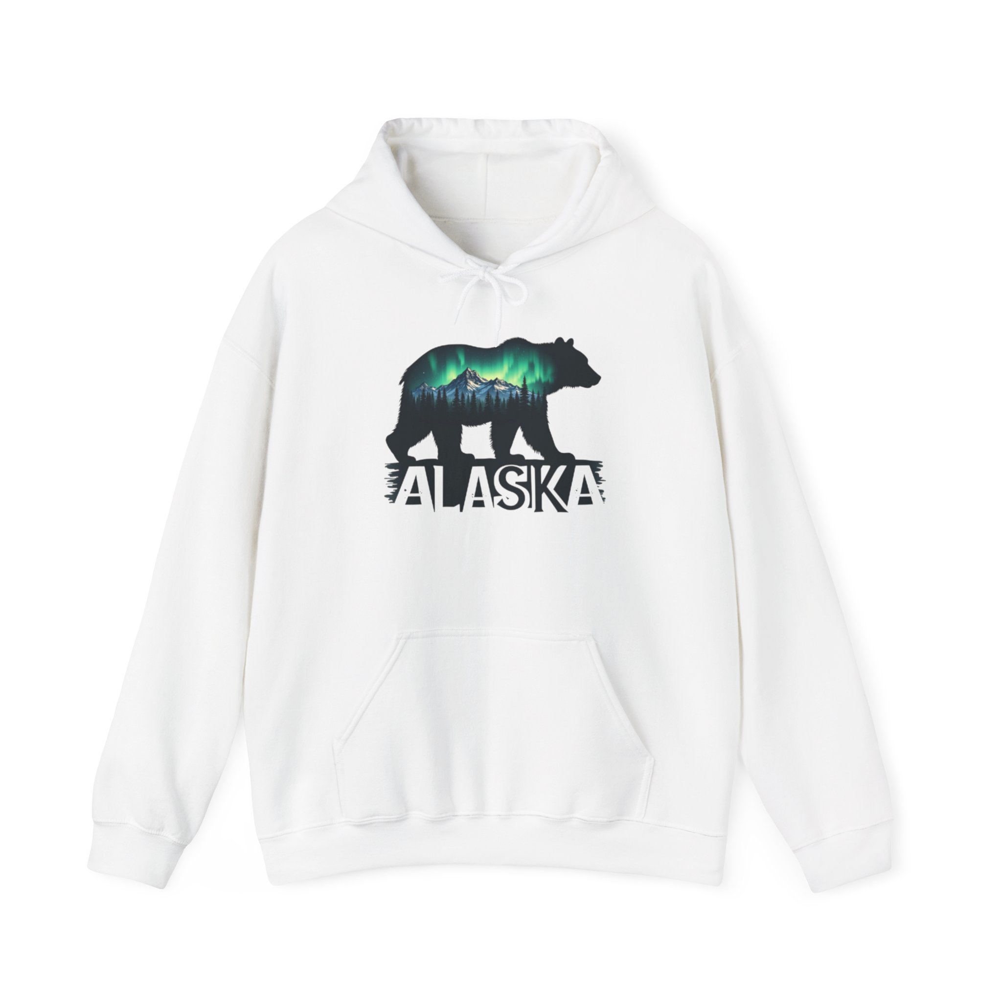 Alaska Bear Northern Lights Hoodie, Unisex Sweatshirt for Nature Lovers, Wilderness Gift, Wildlife Apparel, Outdoor Adventure Wear, Alaskan