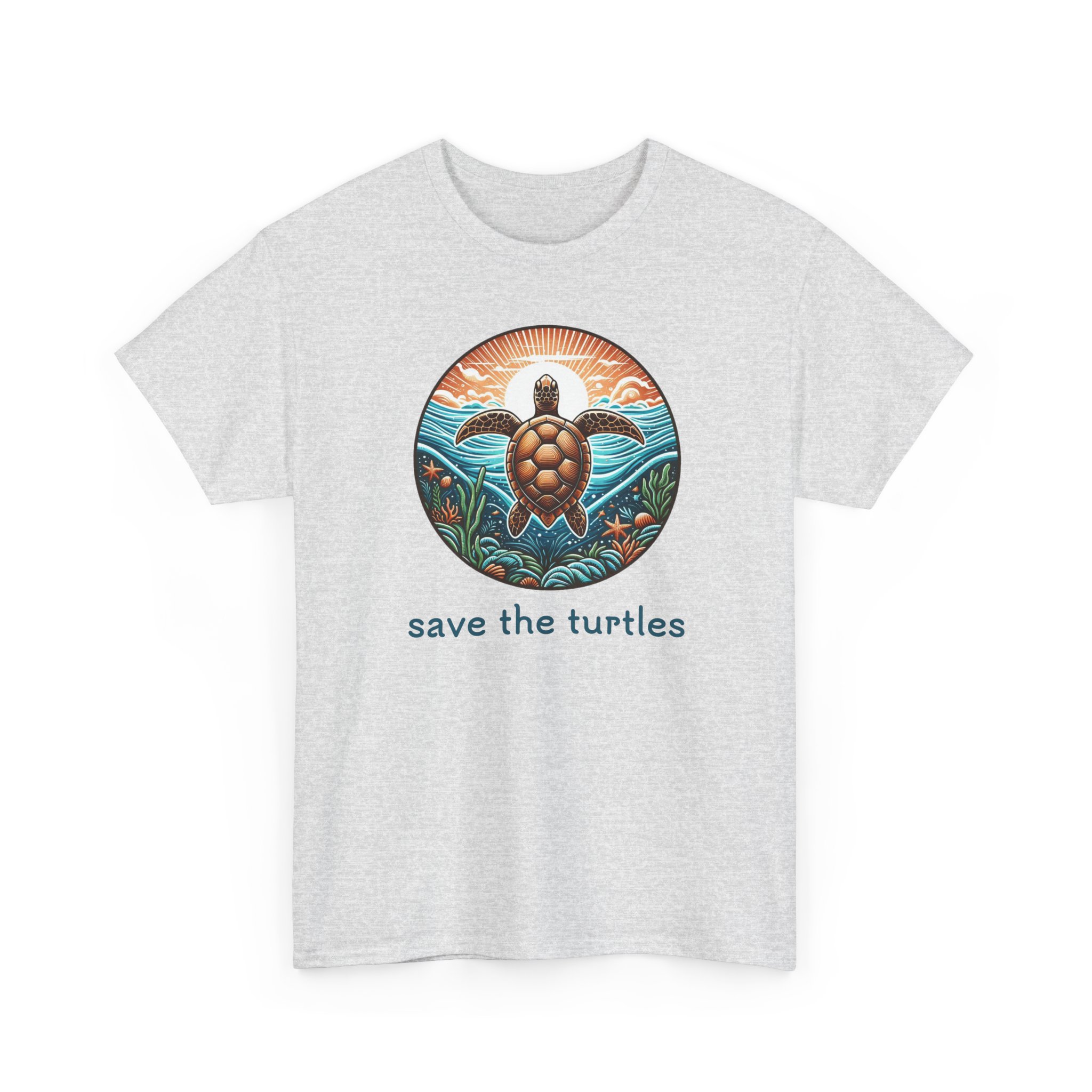 Save the Turtles T-Shirt, Unisex Tee, Sunset Turtle Shirt, Eco-Friendly Top, Nature Lover Gift - Image 7