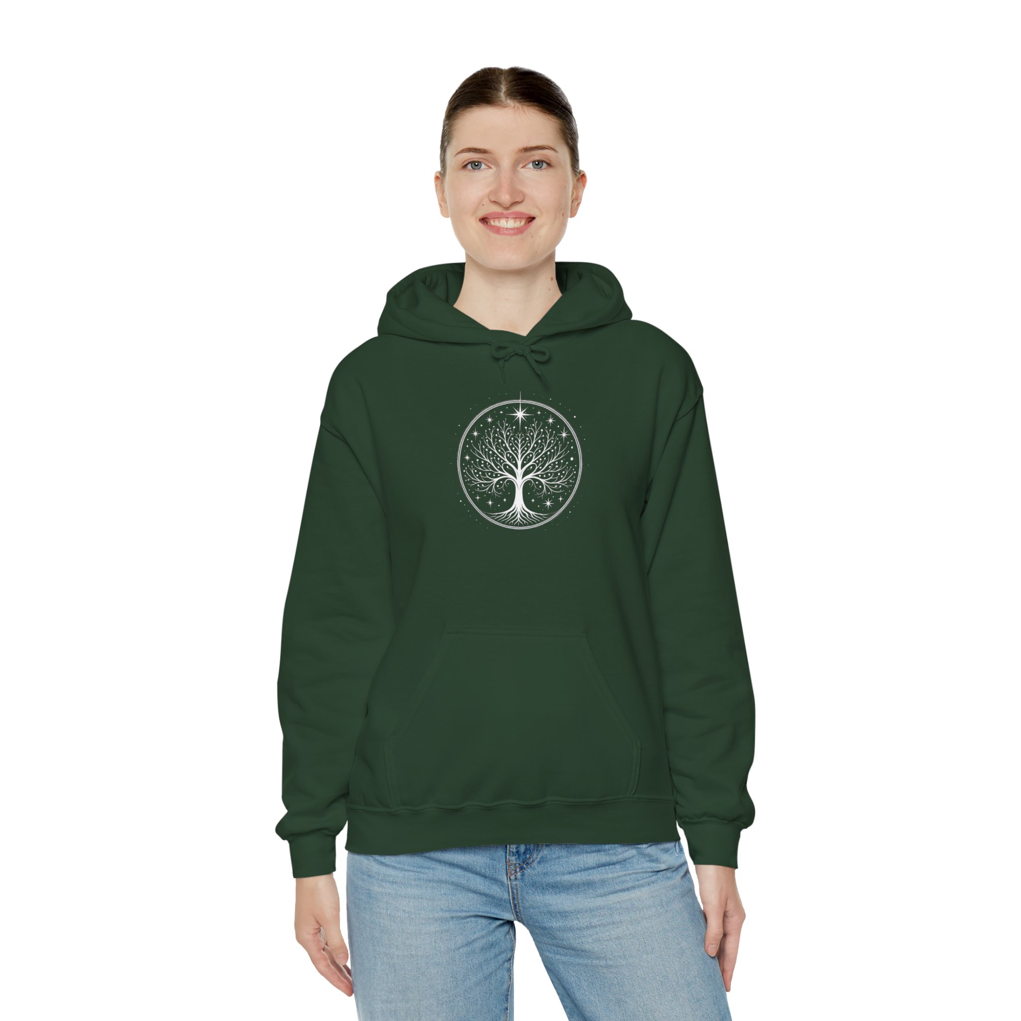 Minimalistic White Tree of Gondor Unisex Hoodie Tolkien-Inspired Comfort - Image 7