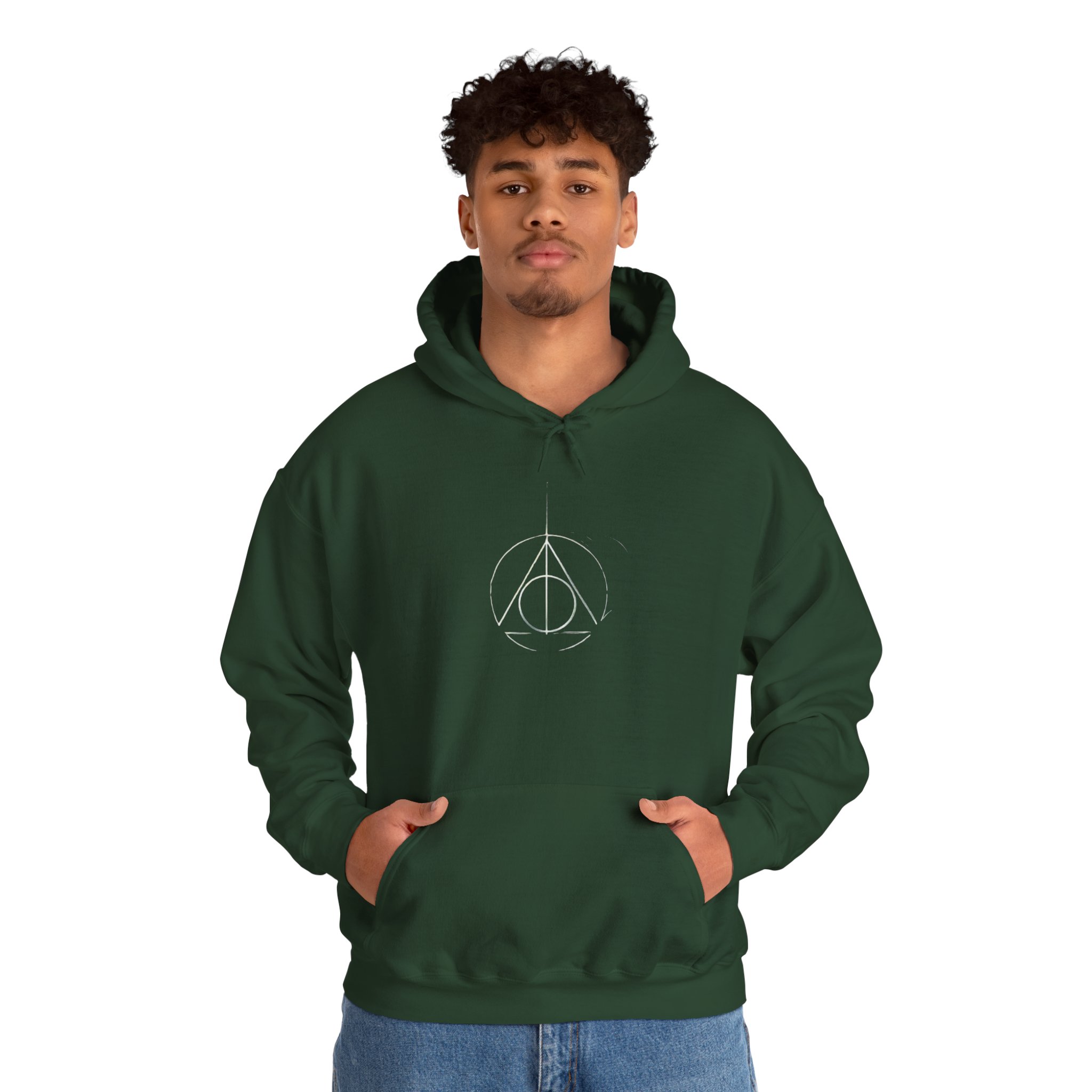 Minimalist Wizard Hallows Hoodie Cozy Magical Symbol Design - Image 10